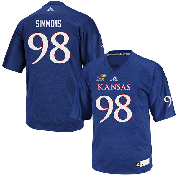 Men #98 KeyShaun Simmons Kansas Jayhawks College Football Jerseys Sale-Royal
